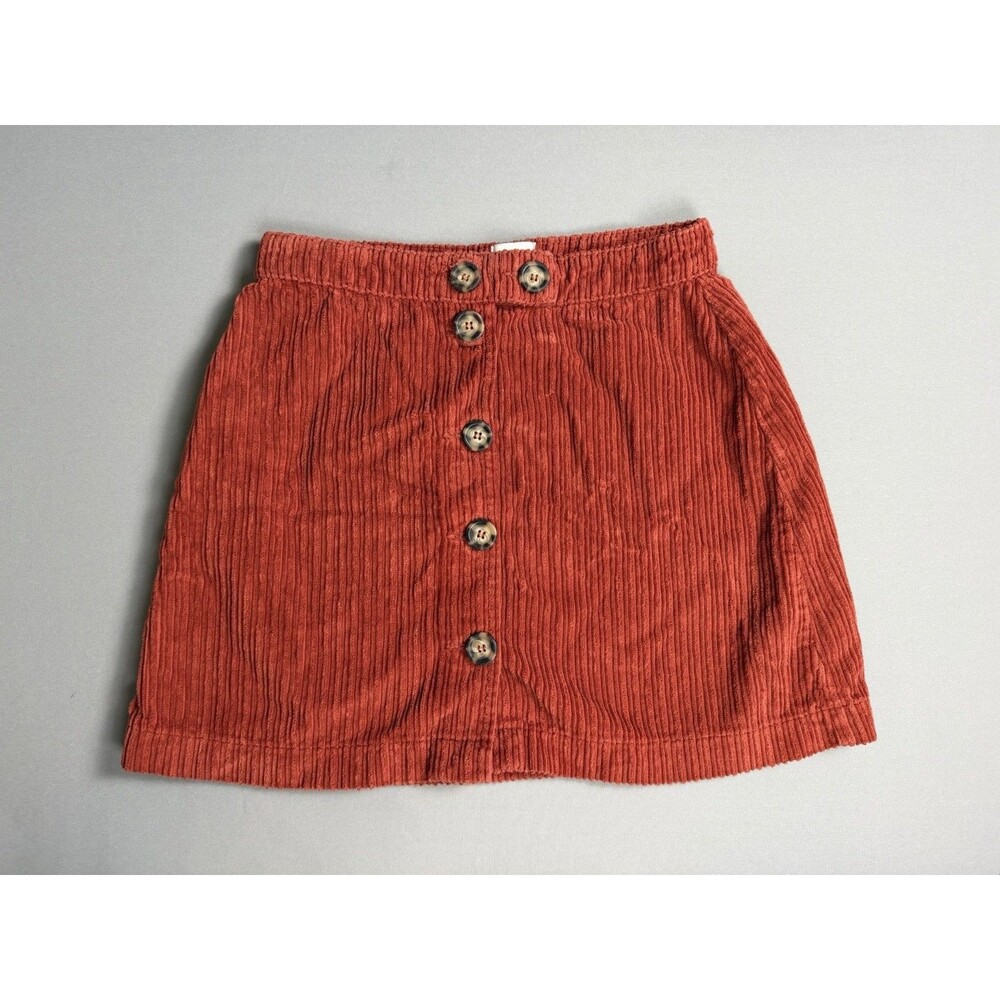 BDG Urban Outfitters Burnt Rust Red Ribbed Corduroy Button Front Mini Skirt S